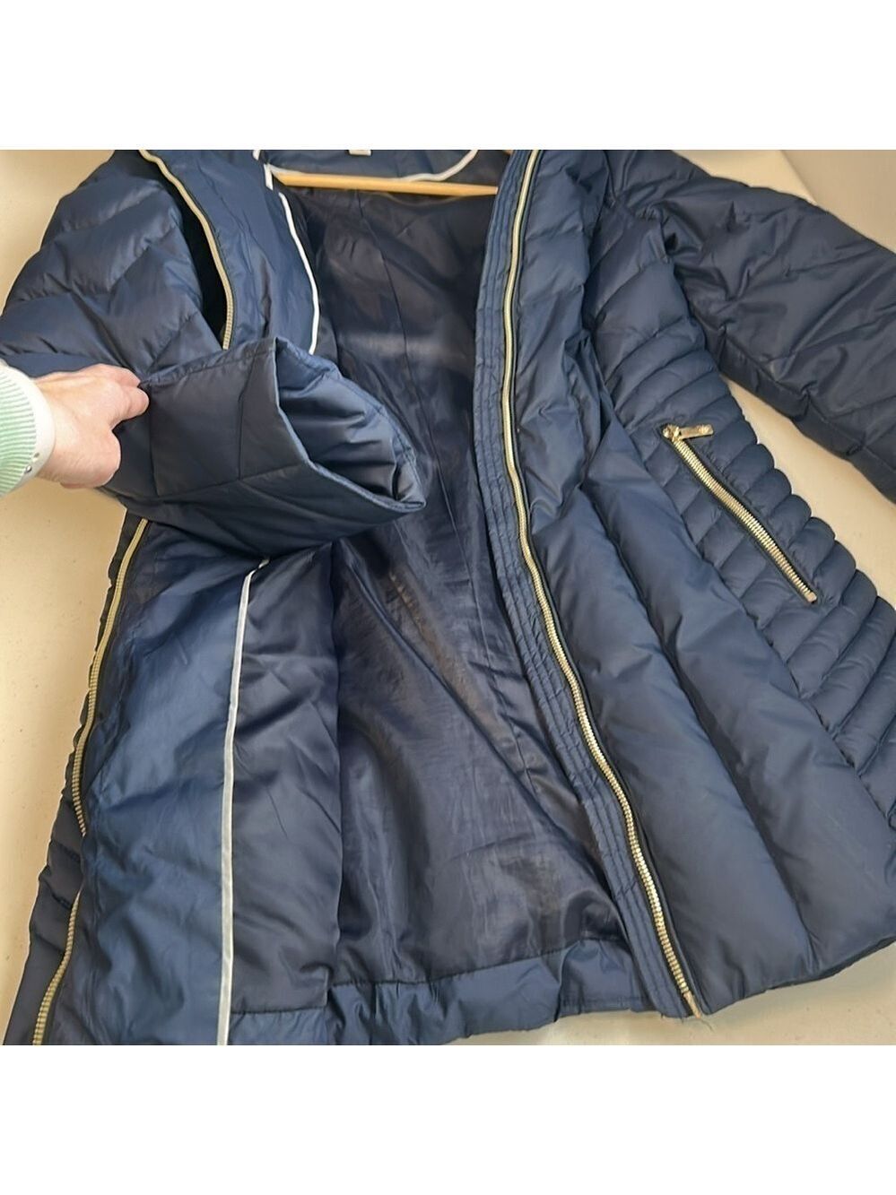 Anne Klein Winter Down Filled Classic Minimalist Puffer Jacket Coat Medium - Picture 9 of 15